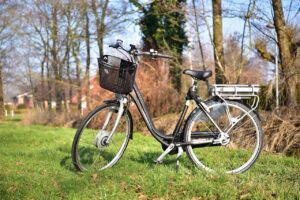 Park halinde modern elektrikli bisiklet