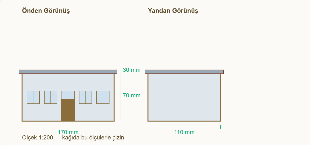 alışveriş merkezi maketi Çizim 1: AVM bloğunun ölçülü görünüşü.
