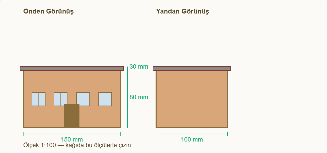 fabrika maketi Çizim 1: Fabrika bloğunun ölçülü görünüşü.