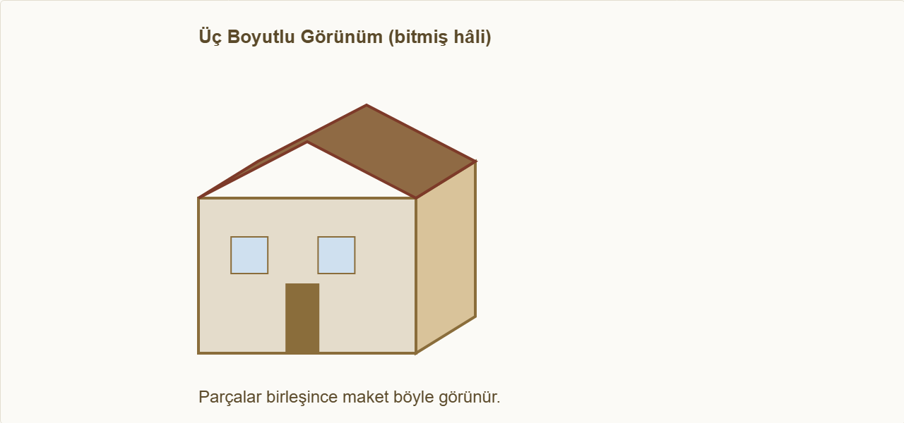 tarihi konak maketi Çizim: Maketin bitmiş üç boyutlu görünümü.