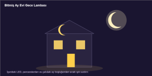 ay evi gece lambası maketi Çizim 1: Ay evi gece lambasının yanarken bitmiş görünümü.
