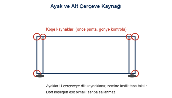 Ayak ve alt cerceve kaynagi cizimi