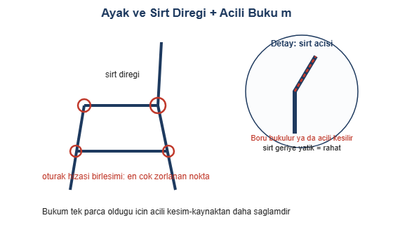 Ayak ve sirt diregi acili bukum detayi cizimi