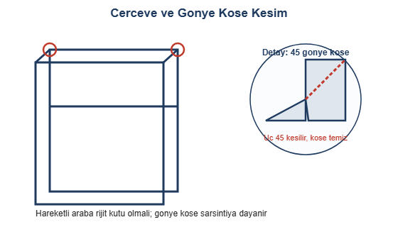 Cerceve ve gonye kose kesim detayi cizimi