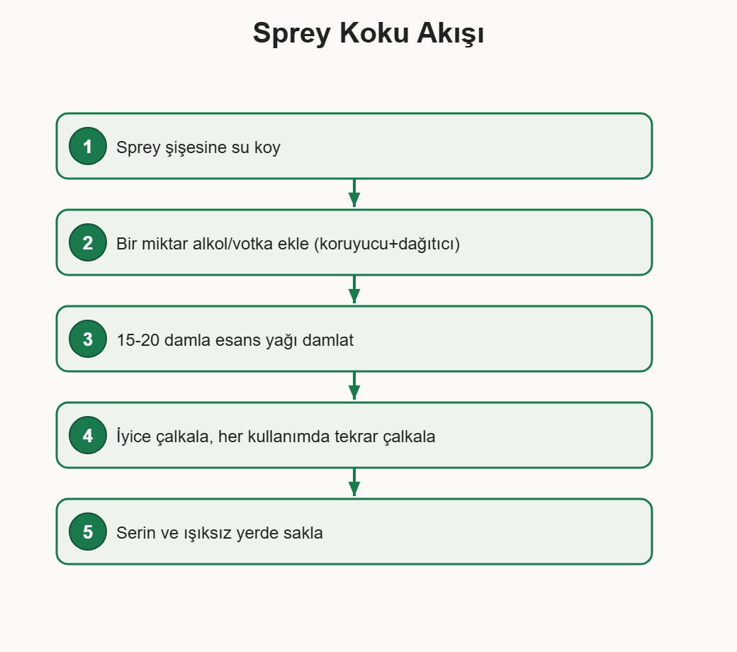 oda kokusu çizim 2: Doğal oda spreyi hazırlama adımları.