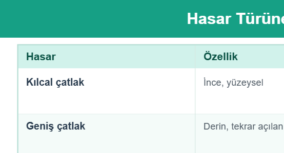 Hasar Türüne Göre Dolgu
