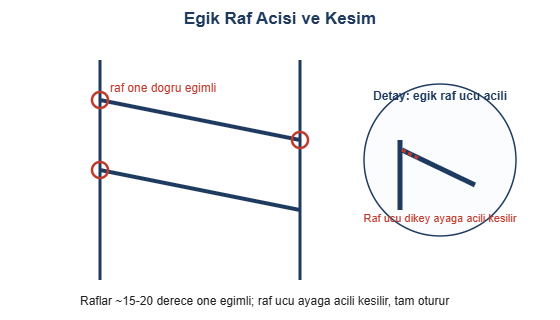 Egik raf acisi ve kesim detayi cizimi
