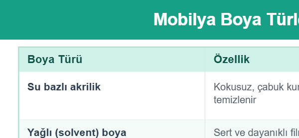 Mobilya Boya Türleri Karşılaştırması