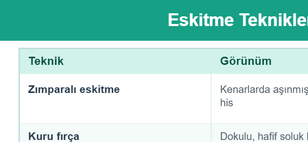 Eskitme Teknikleri Karşılaştırması