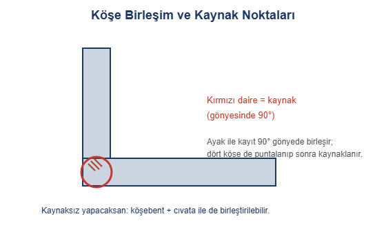 Köşe kaynak birleşim çizimi