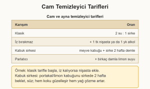 cam temizleyici çizim 1: Cam ve ayna için dört temizleyici tarifi ve kabuk sirkesi hazırlama.