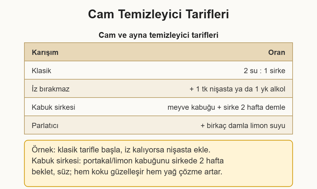 cam temizleyici çizim 1: Cam ve ayna için dört temizleyici tarifi ve kabuk sirkesi hazırlama.