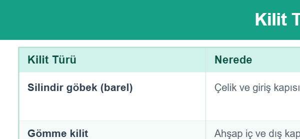 Kilit Türleri