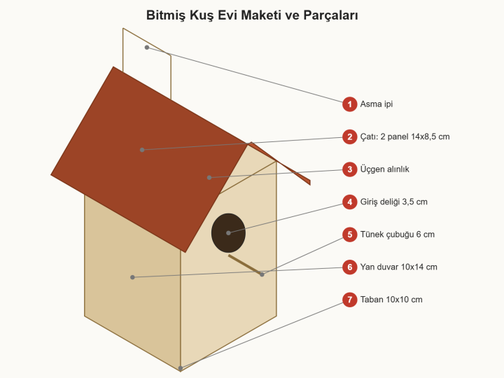 Kuş Evi Maketi Nasıl Yapılır? Beşik Çatılı Karton Model