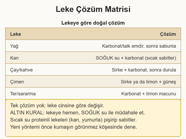 Lekeye Göre Doğal Leke Çıkarıcılar
