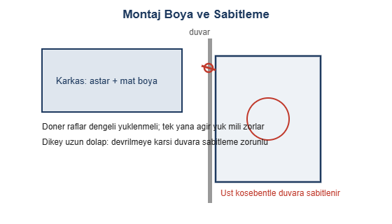 Montaj boya ve sabitleme cizimi