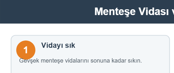 Menteşe Vidası ve Kama ile Ayar