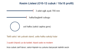 Tekli saksi standi kesim listesi cizimi