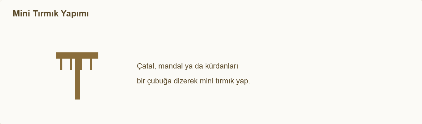 zen bahçesi maketi Çizim 4: Çubuk ve kürdanlarla mini tırmık.