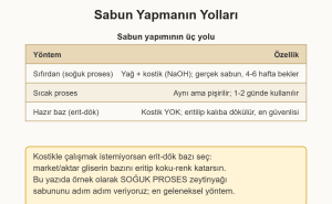 zeytinyağı sabunu çizim 1: Sabun yapımının üç yöntemi ve hangisinin ne zaman seçileceği.